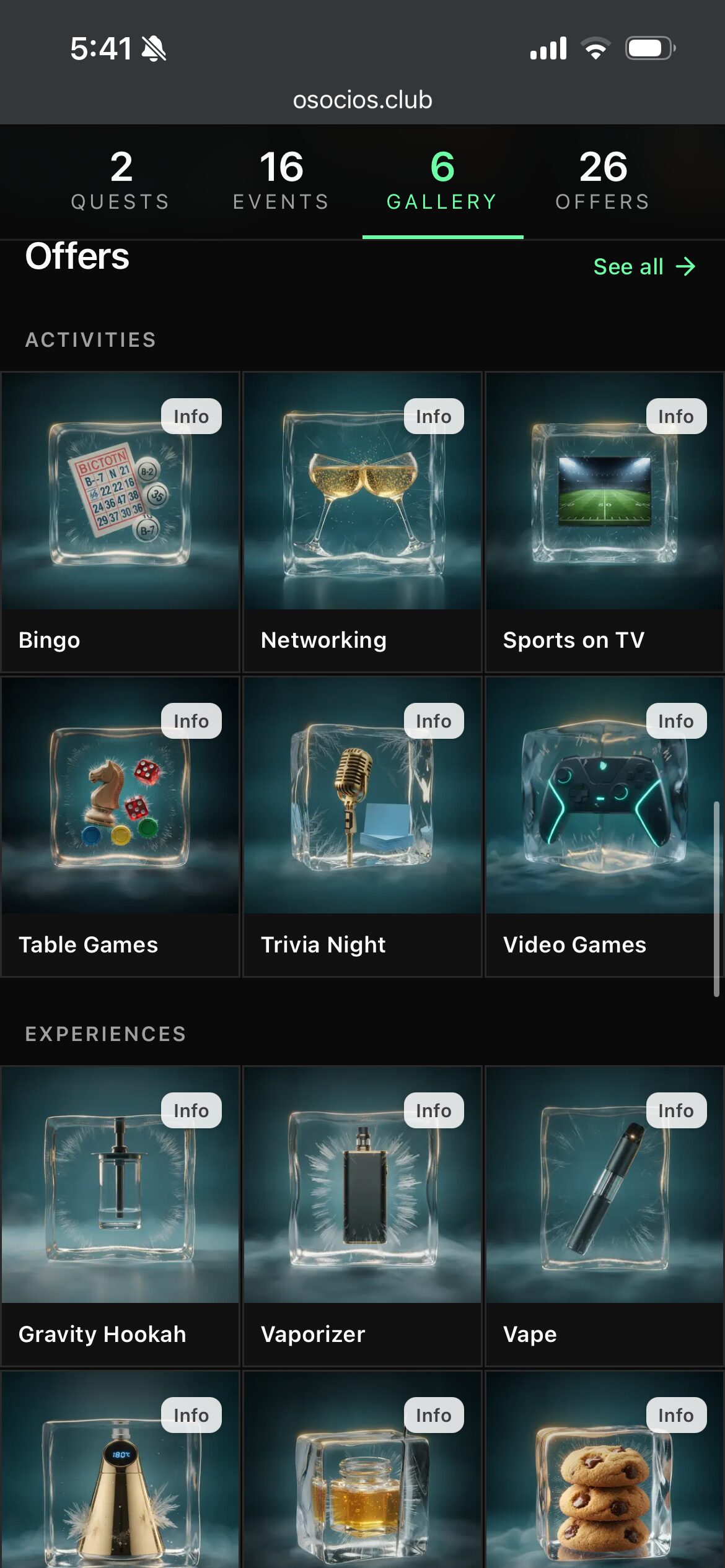A member browsing the Ice Tray offers grid on their phone.